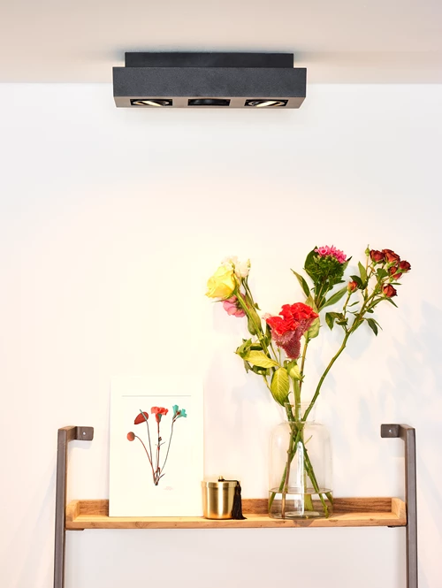 Lucide XIRAX - Ceiling spotlight - LED Dim to warm - GU10 - 3x5W 2200K/3000K - Black - atmosphere 1